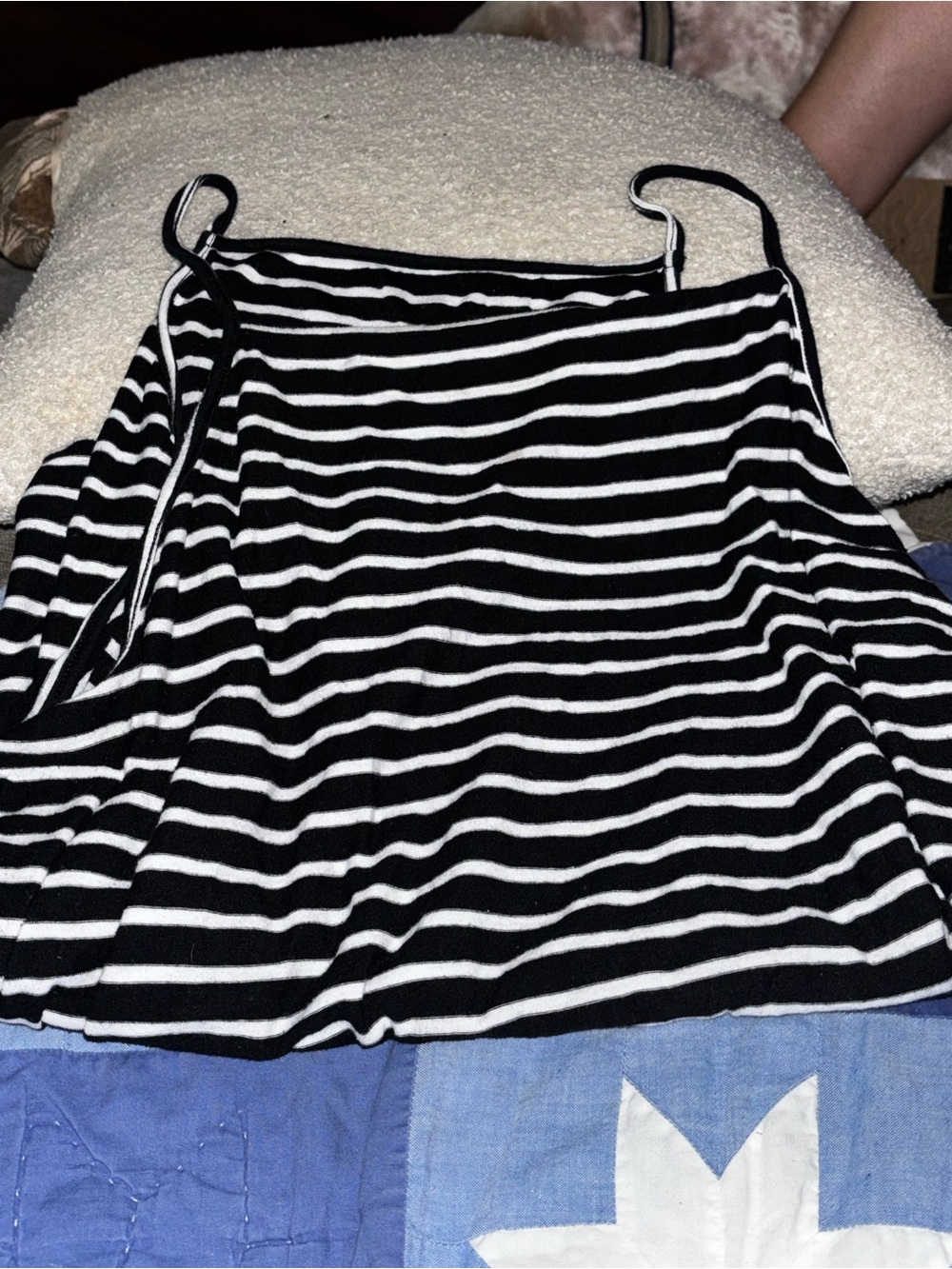 Black & White Striped Women’s Tank Top Shirt XXL